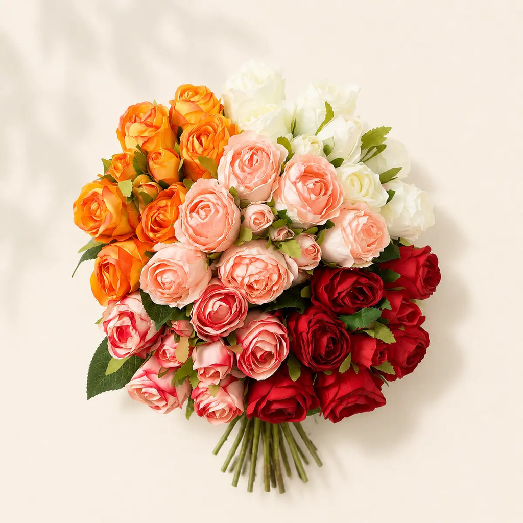 Nine Head Artificial Rose Bouquet   Romantic Floral Arrangement | EVERIVELLE artificial flowers and garden décor