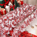 EVERIVELLE 6.6-Foot Red & White Snowflake Tinsel Garland