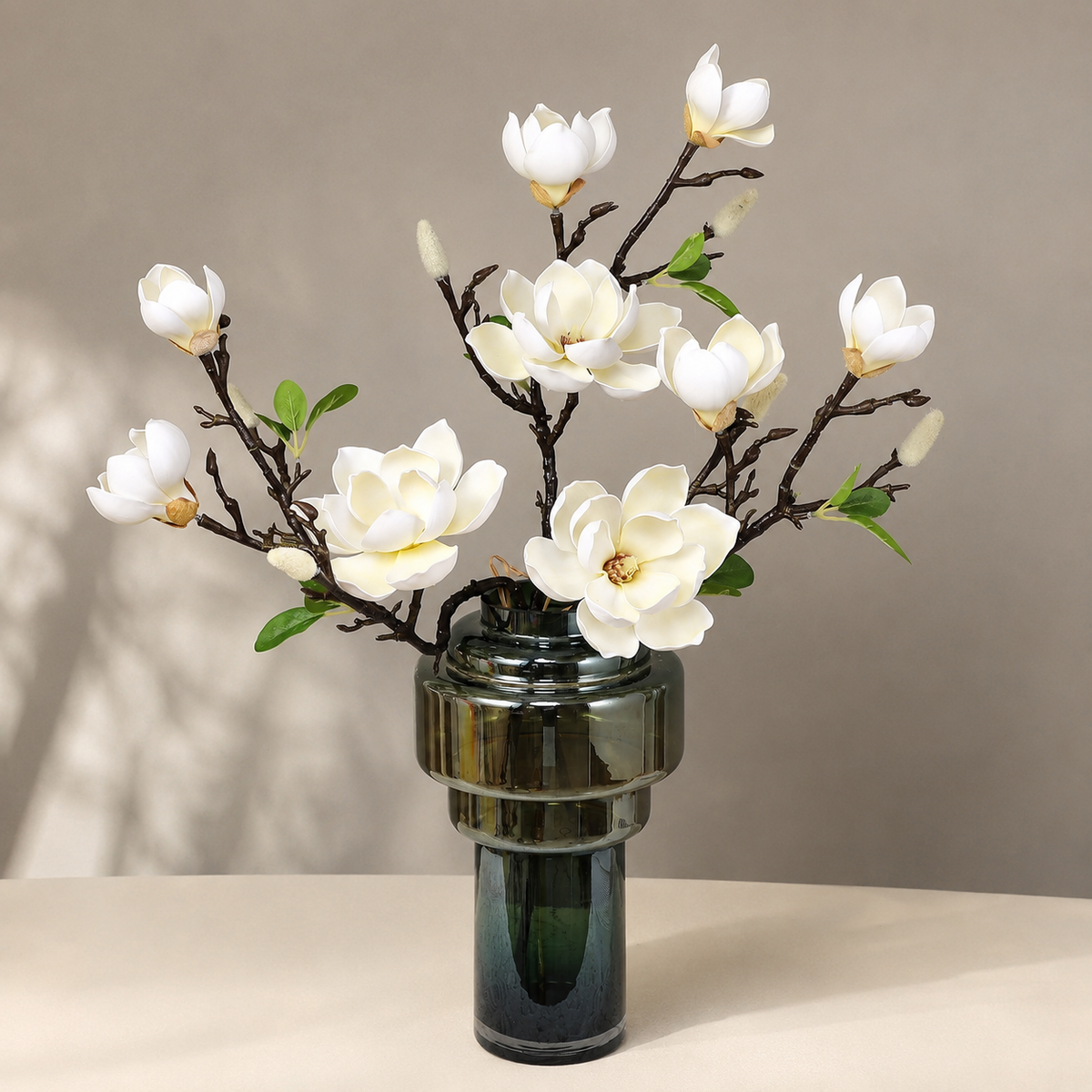 EVERIVELLE 29.5-Inch Real-Touch EVA Artificial Magnolia Stem