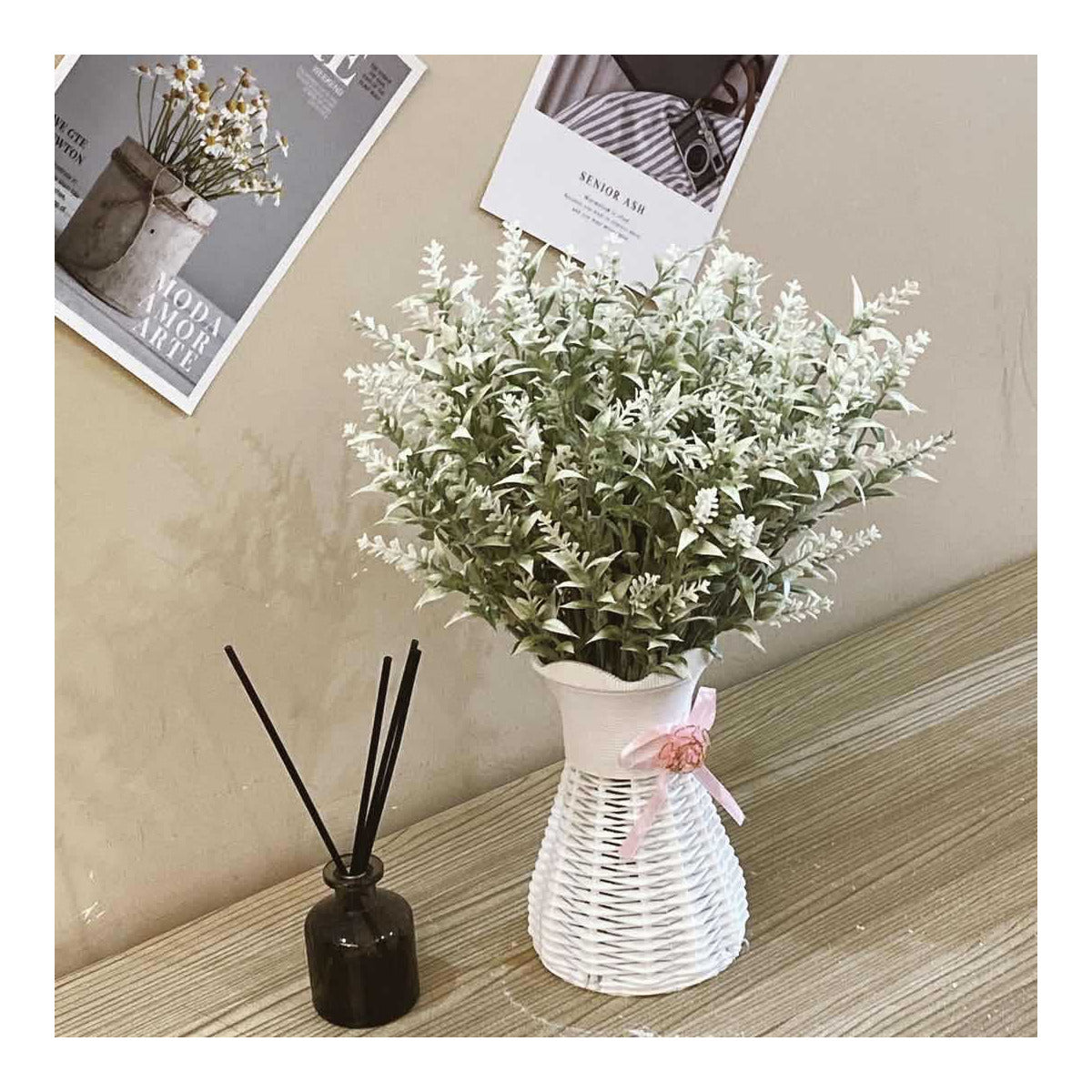 EVERIVELLE Flocked Artificial Heather & Lavender Bouquet