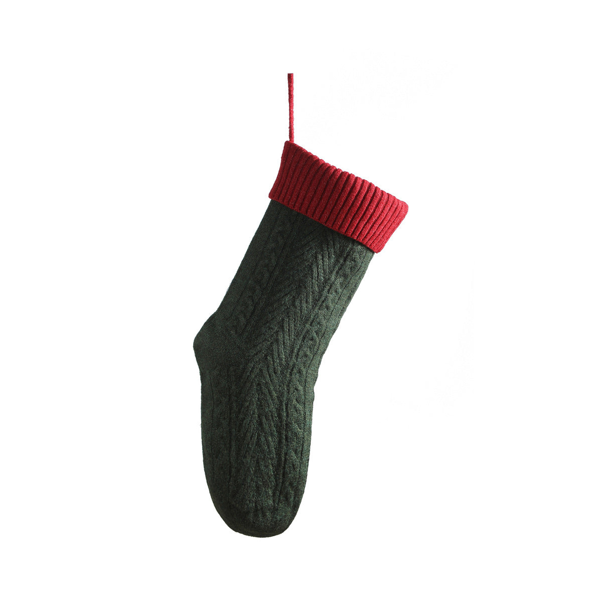 014 18 inch herringbone cable knit christmas stocking green red 18 7 48 in