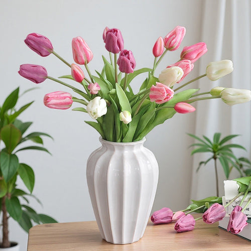 EVERIVELLE 19.3-Inch Three-Head Soft-Touch Artificial Tulip Bouquet