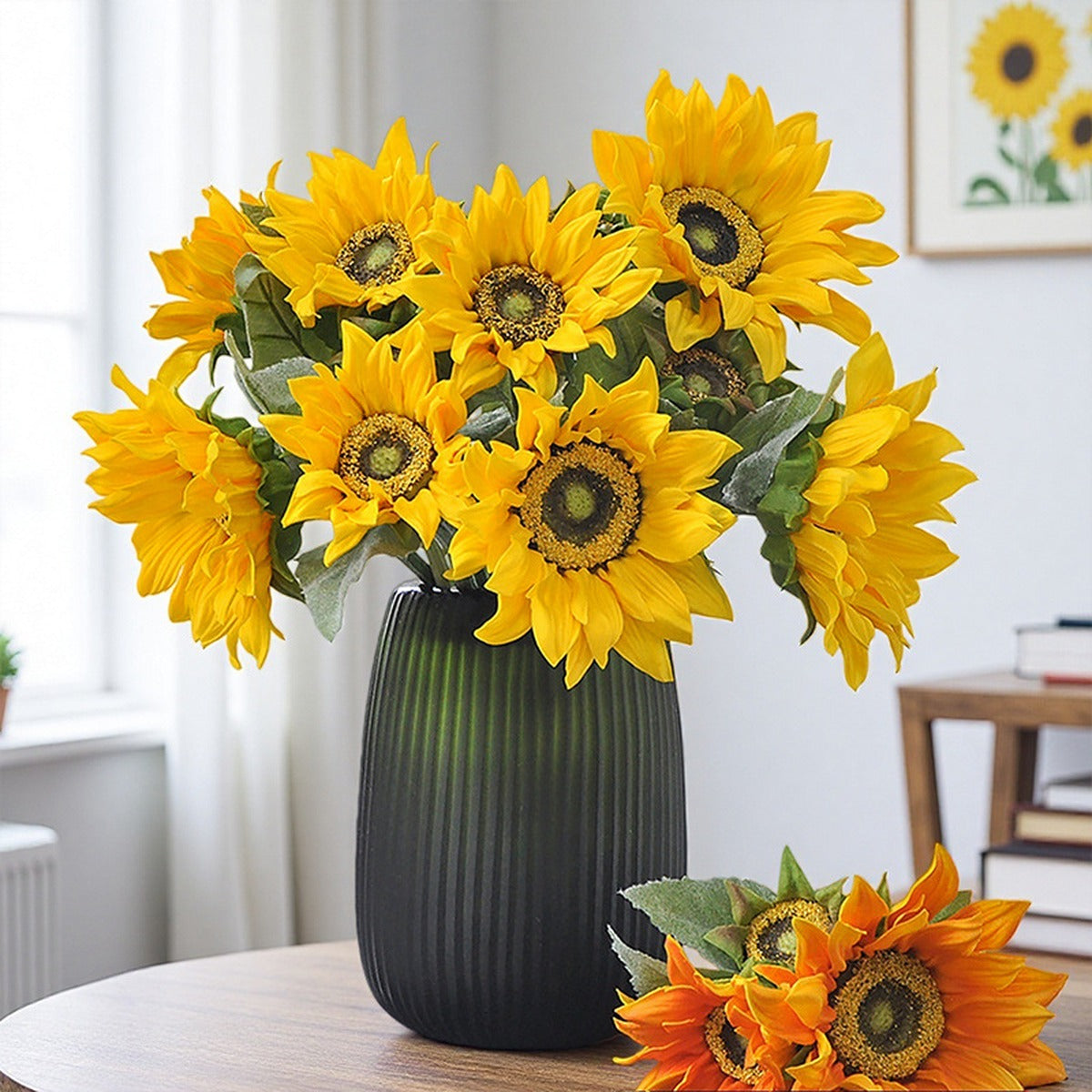 EVERIVELLE 16.5-Inch Three-Stem Soft-Touch Artificial Sunflower Bouquet