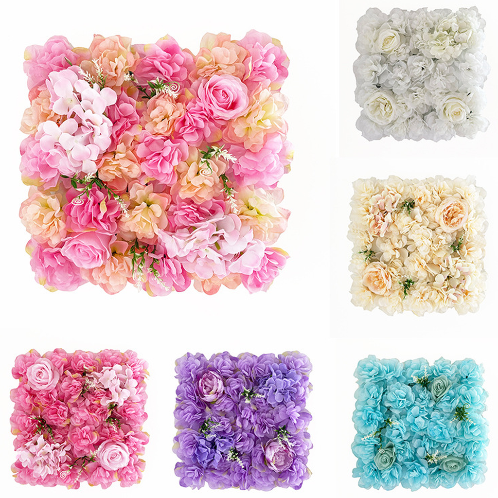 EVERIVELLE Artificial Rose & Hydrangea Flower Wall Panel
