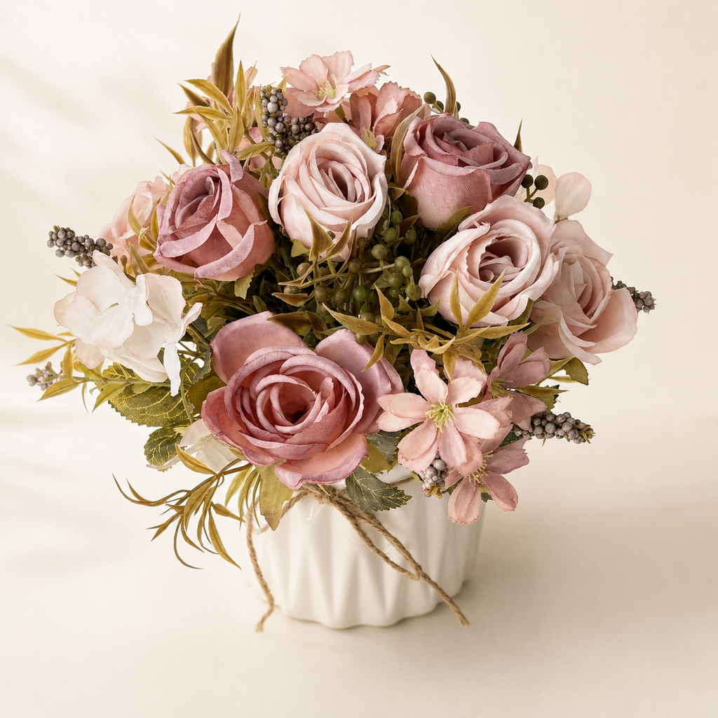 EVERIVELLE Anna Rose & Blossom Artificial Bouquet