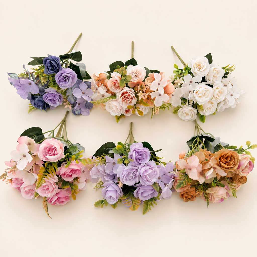 EVERIVELLE Autumn Artificial Rose & Hydrangea Bouquet