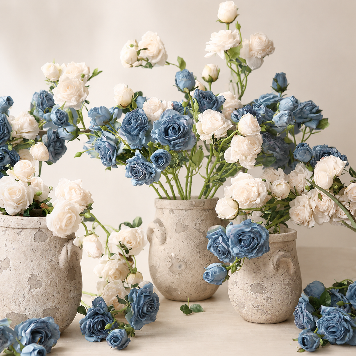 Vintage Burnt Edge Artificial Rose Spray   Unique Floral Décor | EVERIVELLE artificial flowers and garden décor