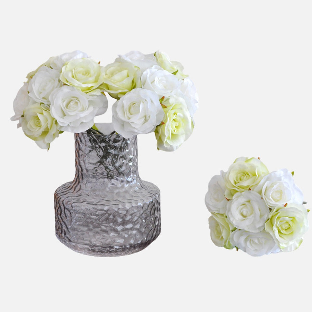 EVERIVELLE 8.7-Inch Seven-Stem Artificial Rose Bouquet
