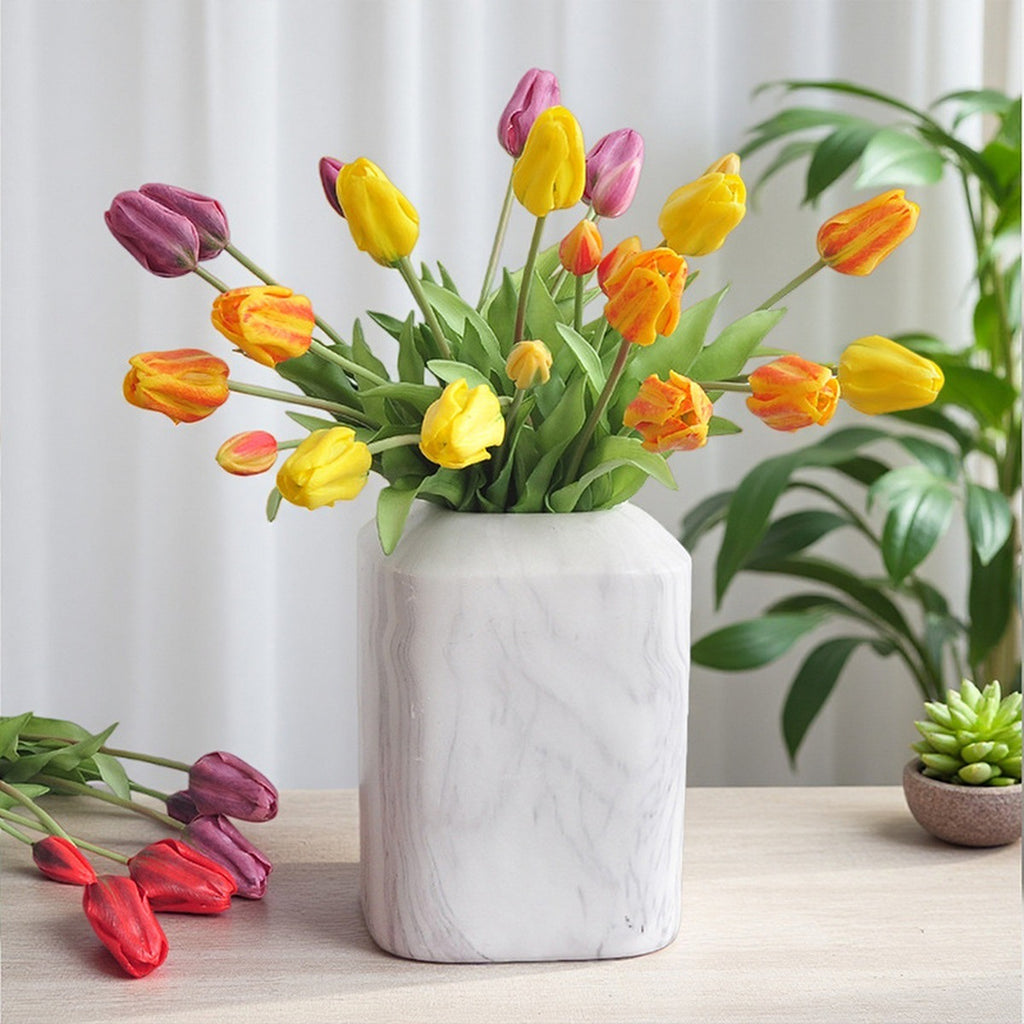 EVERIVELLE 19.3-Inch Three-Head Soft-Touch Artificial Tulip Bouquet