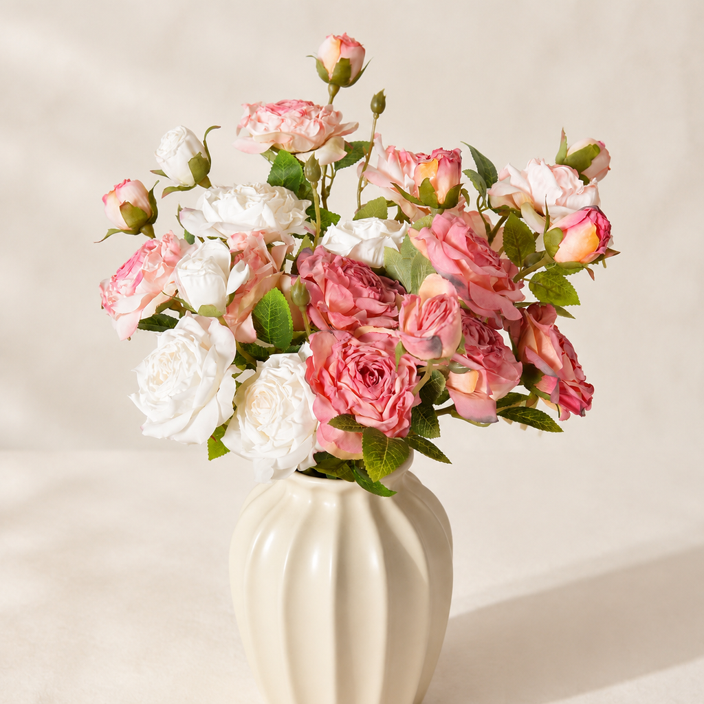 EVERIVELLE Three-Head Vintage Artificial Rose Spray