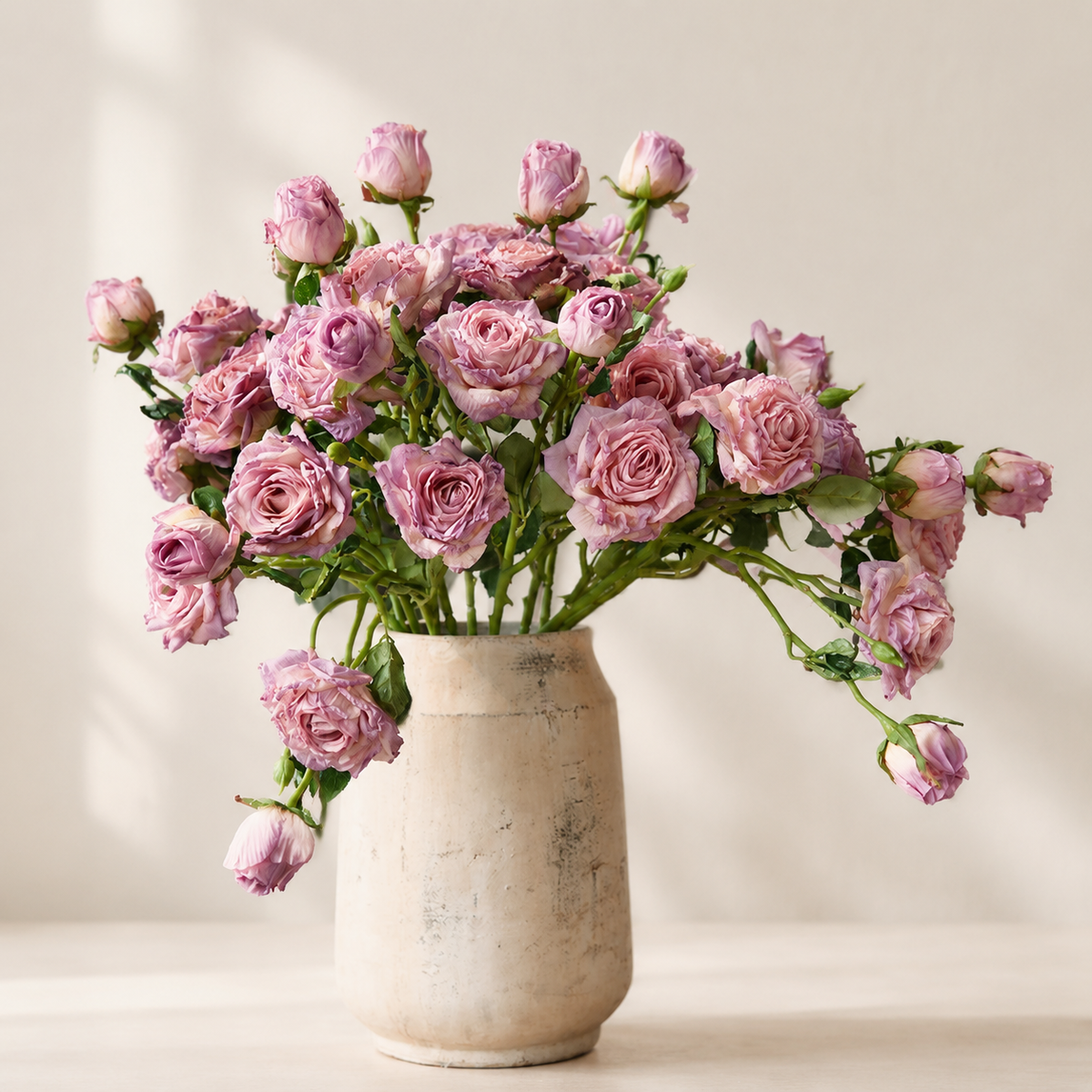 EVERIVELLE Five-Head Vintage Burnt-Edge Artificial Rose Spray