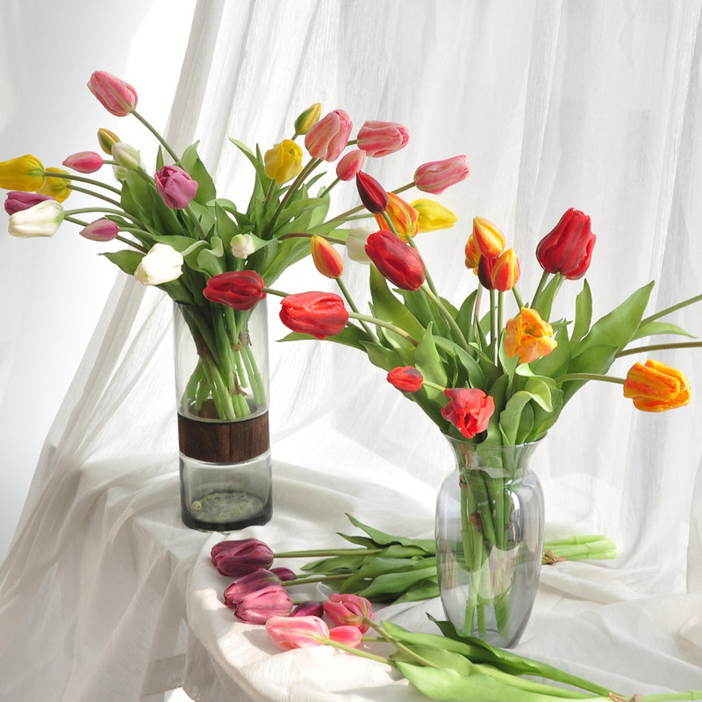 EVERIVELLE 19.3-Inch Three-Head Soft-Touch Artificial Tulip Bouquet