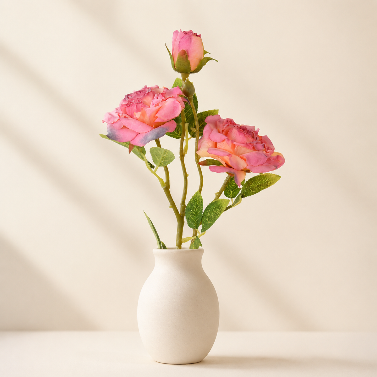 EVERIVELLE Three-Head Vintage Artificial Rose Spray