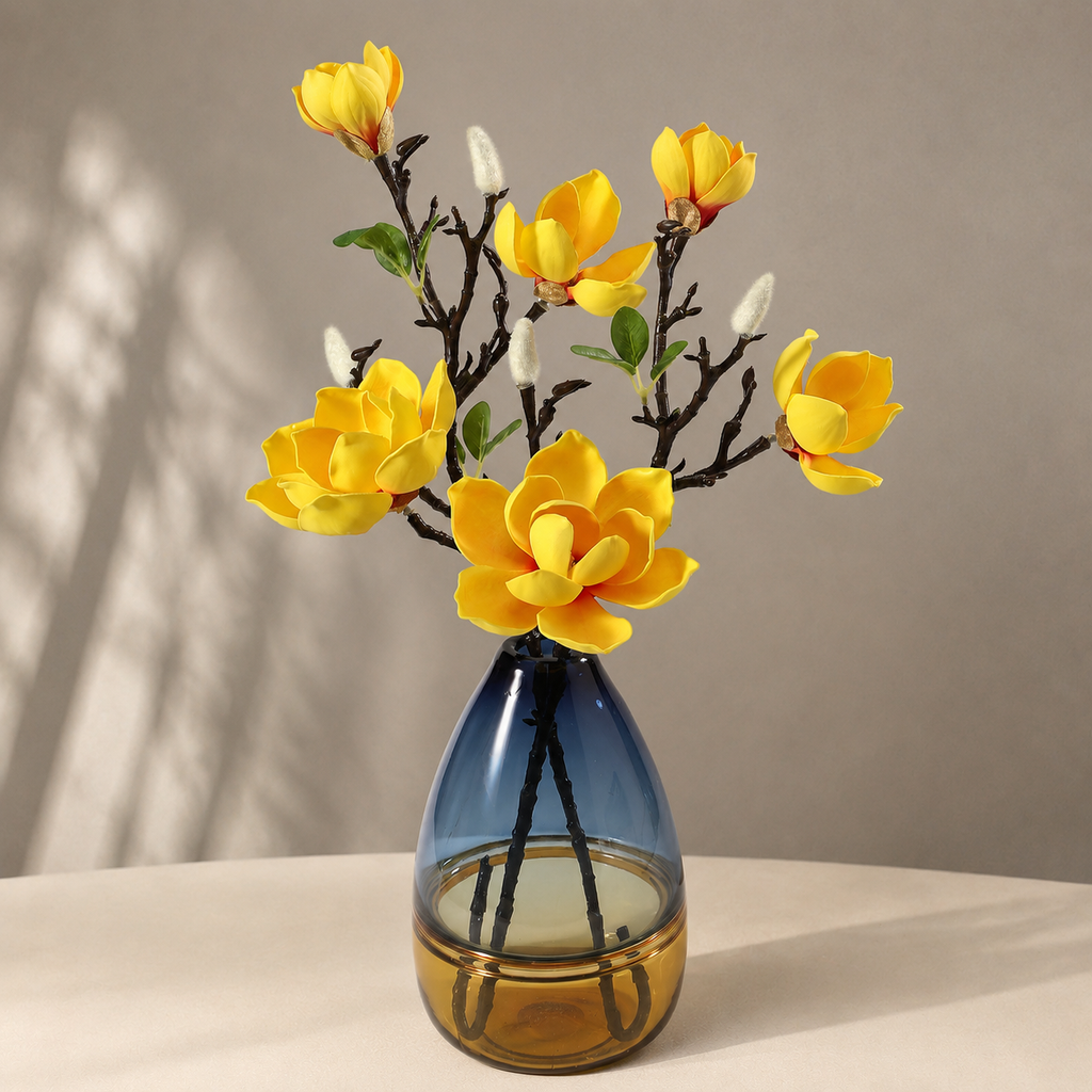 EVERIVELLE 29.5-Inch Real-Touch EVA Artificial Magnolia Stem