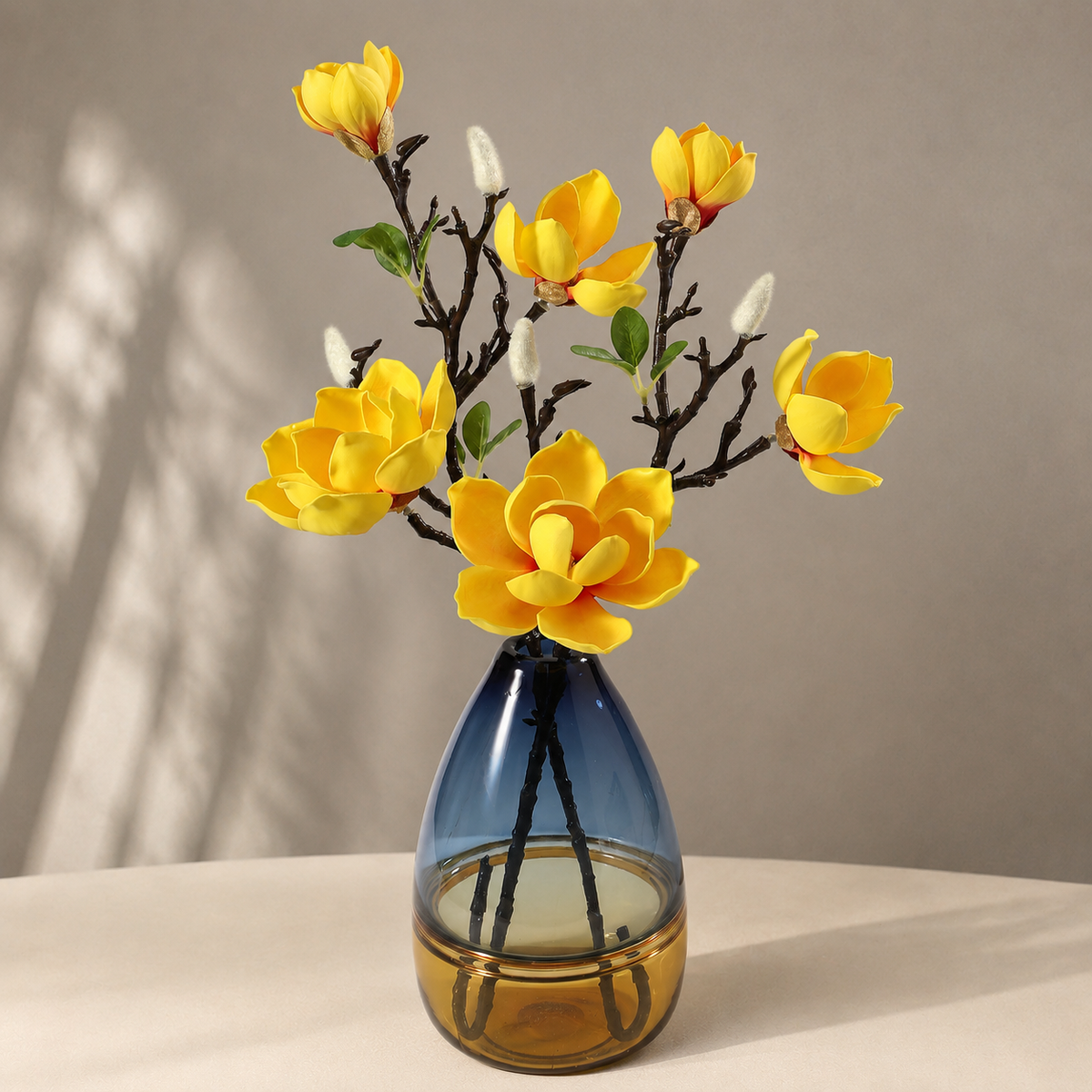 EVERIVELLE 29.5-Inch Real-Touch EVA Artificial Magnolia Stem