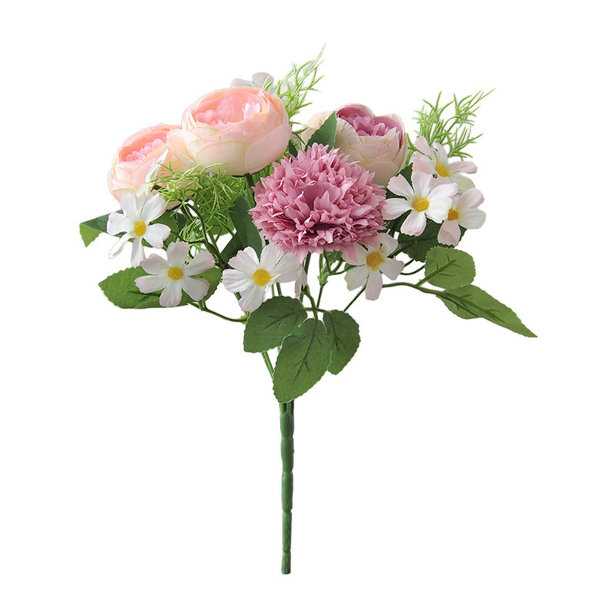 EVERIVELLE 12.2-Inch Seven-Head Artificial Tea Rose Bouquet