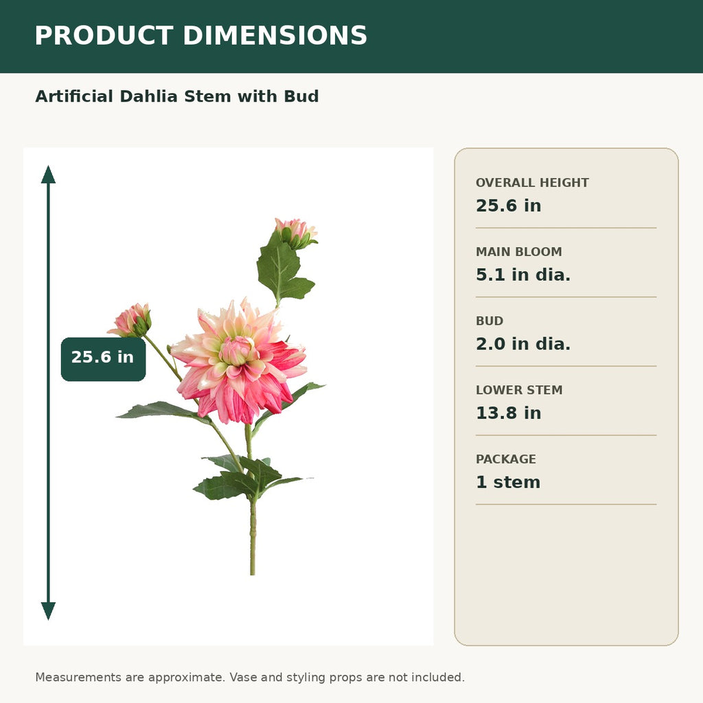 EVERIVELLE 25.6-Inch Artificial Dahlia Stem with Bud