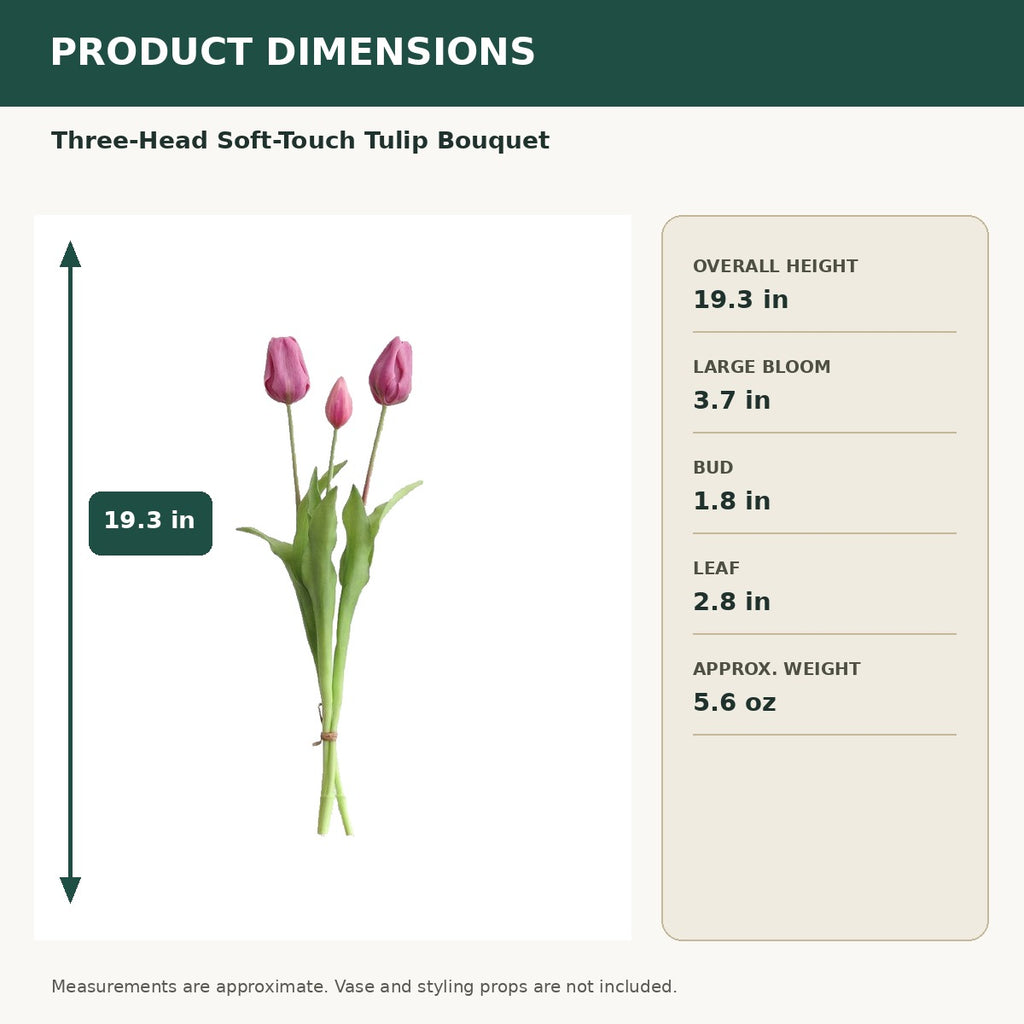 EVERIVELLE 19.3-Inch Three-Head Soft-Touch Artificial Tulip Bouquet