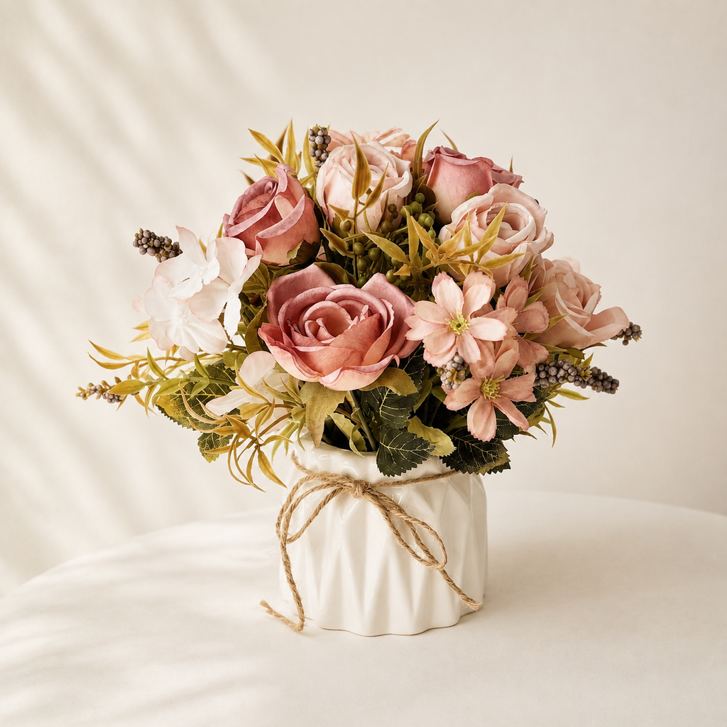 EVERIVELLE Anna Rose & Blossom Artificial Bouquet