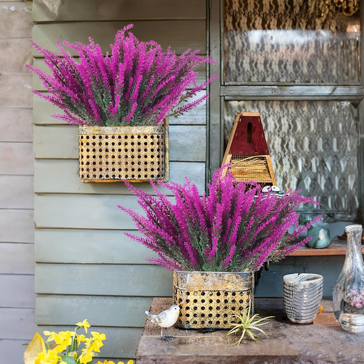 EVERIVELLE 15-Inch Outdoor Artificial Lavender Bush