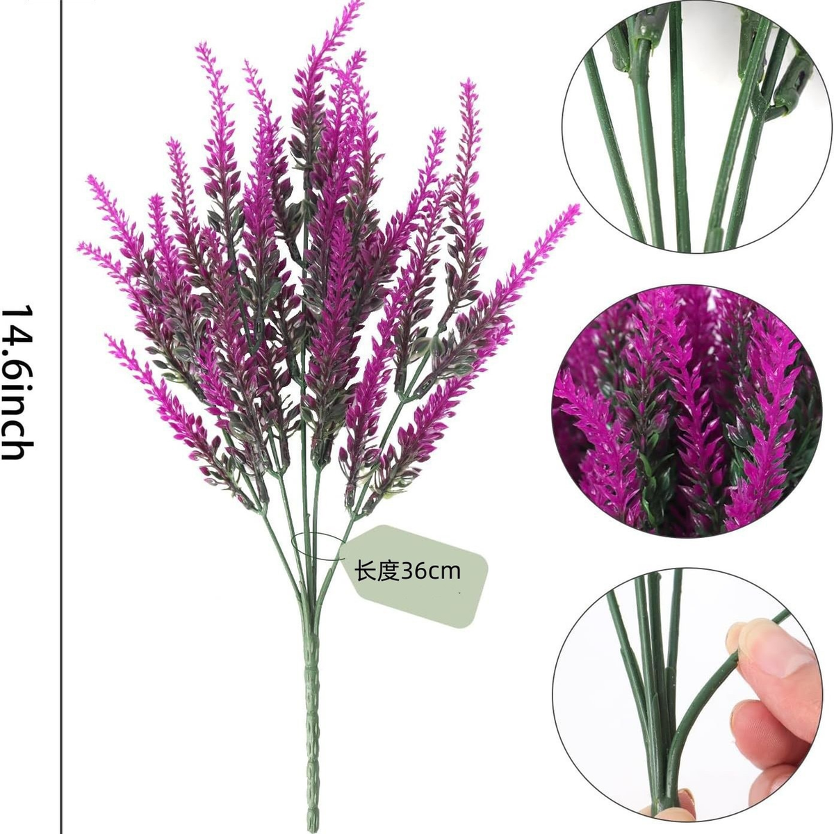 EVERIVELLE 15-Inch Outdoor Artificial Lavender Bush