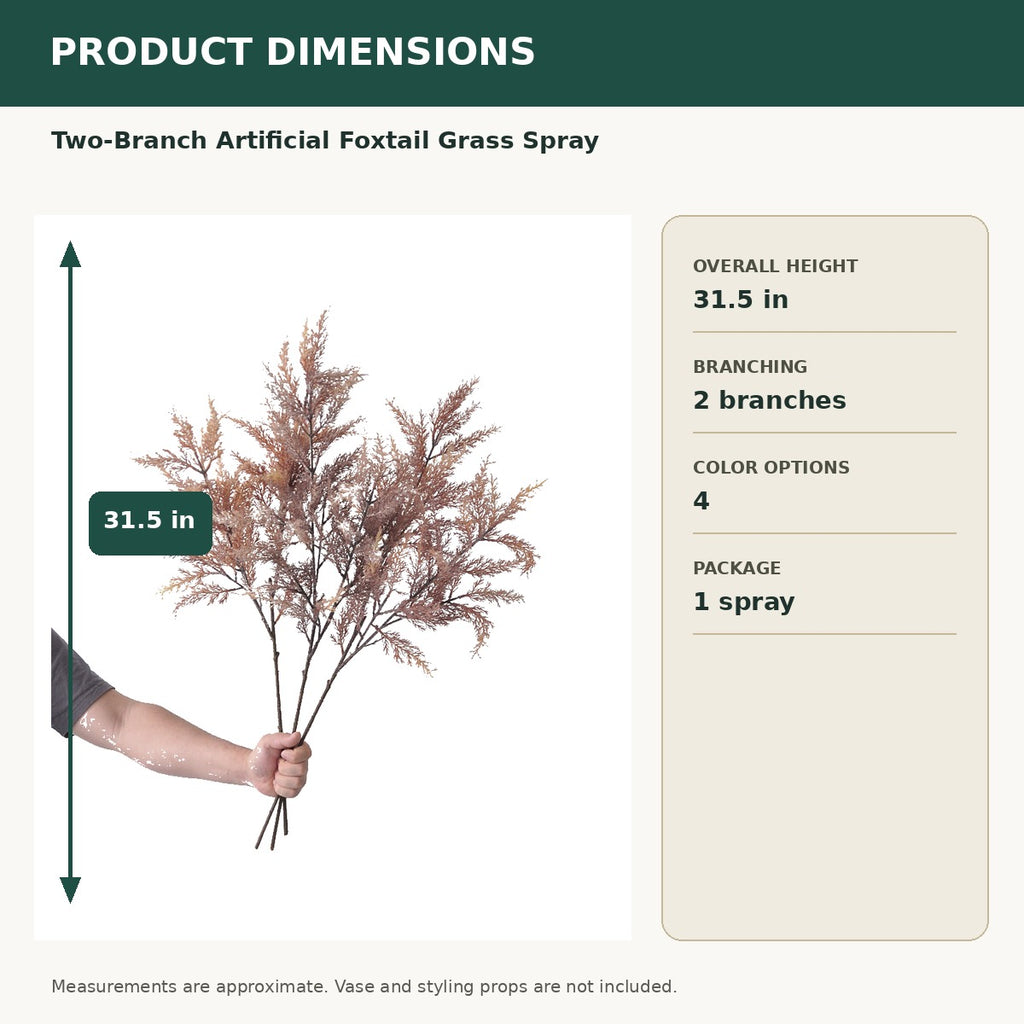 EVERIVELLE 31.5-Inch Two-Branch Artificial Foxtail Grass Spray