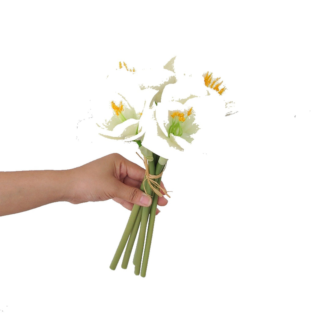 EVERIVELLE 13.8-Inch Five-Stem Soft-Touch Artificial Amaryllis Bouquet
