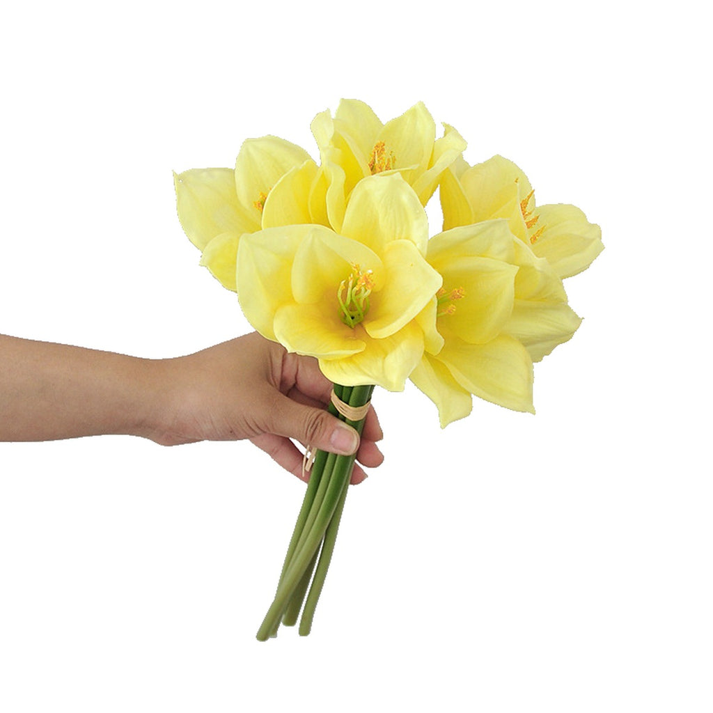 EVERIVELLE 13.8-Inch Five-Stem Soft-Touch Artificial Amaryllis Bouquet