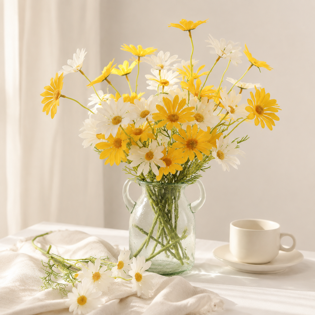 EVERIVELLE Five-Head Artificial Daisy Stem