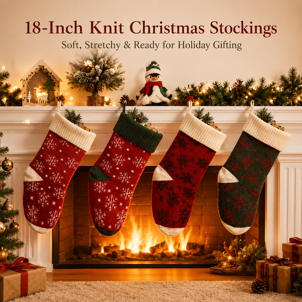 18 inch knit christmas stockings fireplace