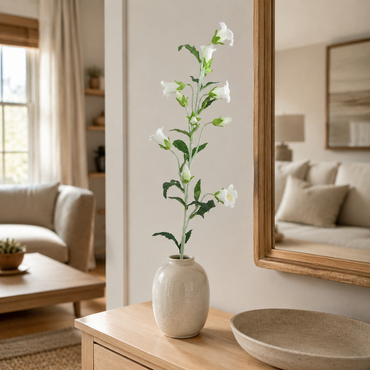 EVERIVELLE 34.3-Inch Flocked Artificial Bellflower Stem