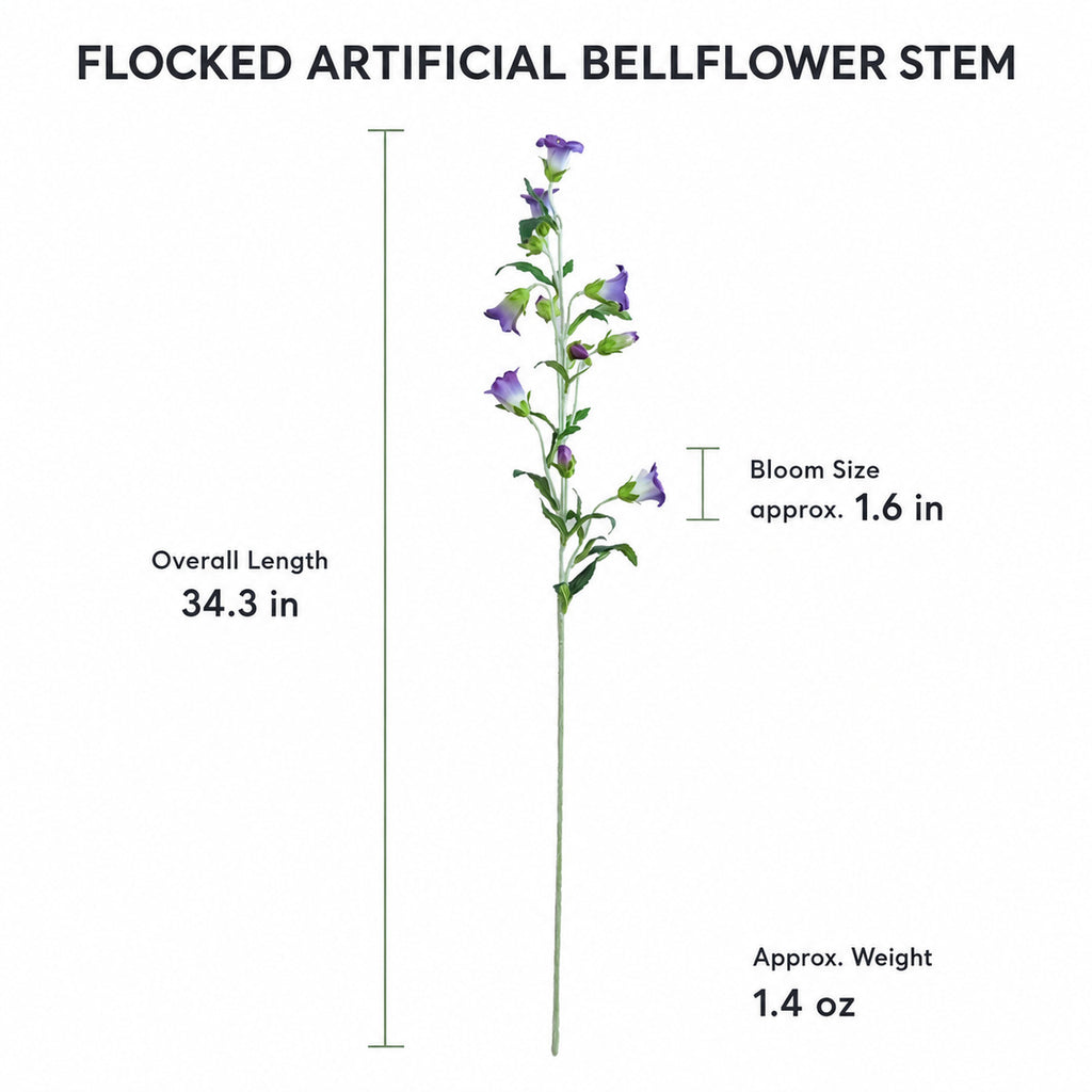 EVERIVELLE 34.3-Inch Flocked Artificial Bellflower Stem