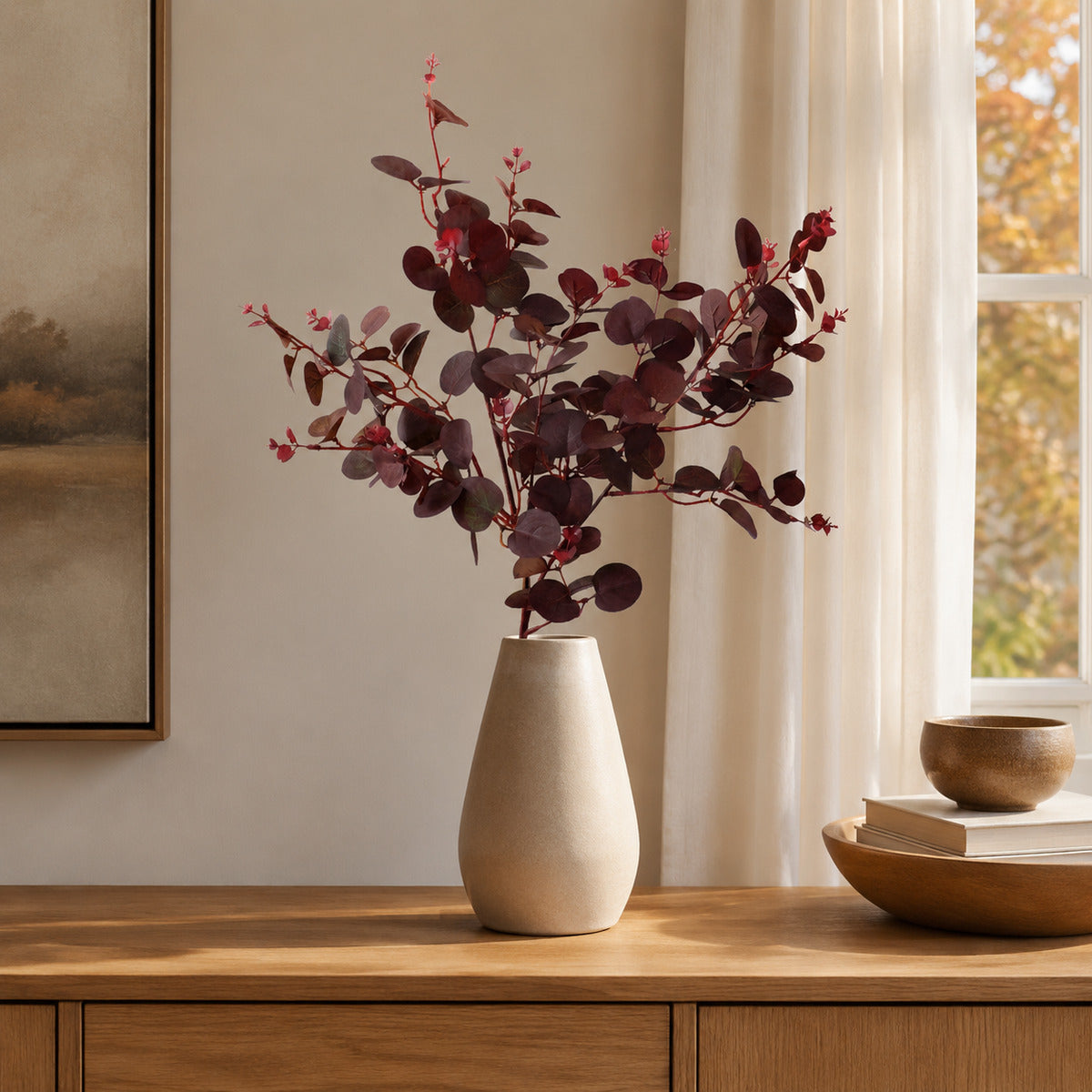 EVERIVELLE 29.5-Inch Autumn Artificial Eucalyptus Branch