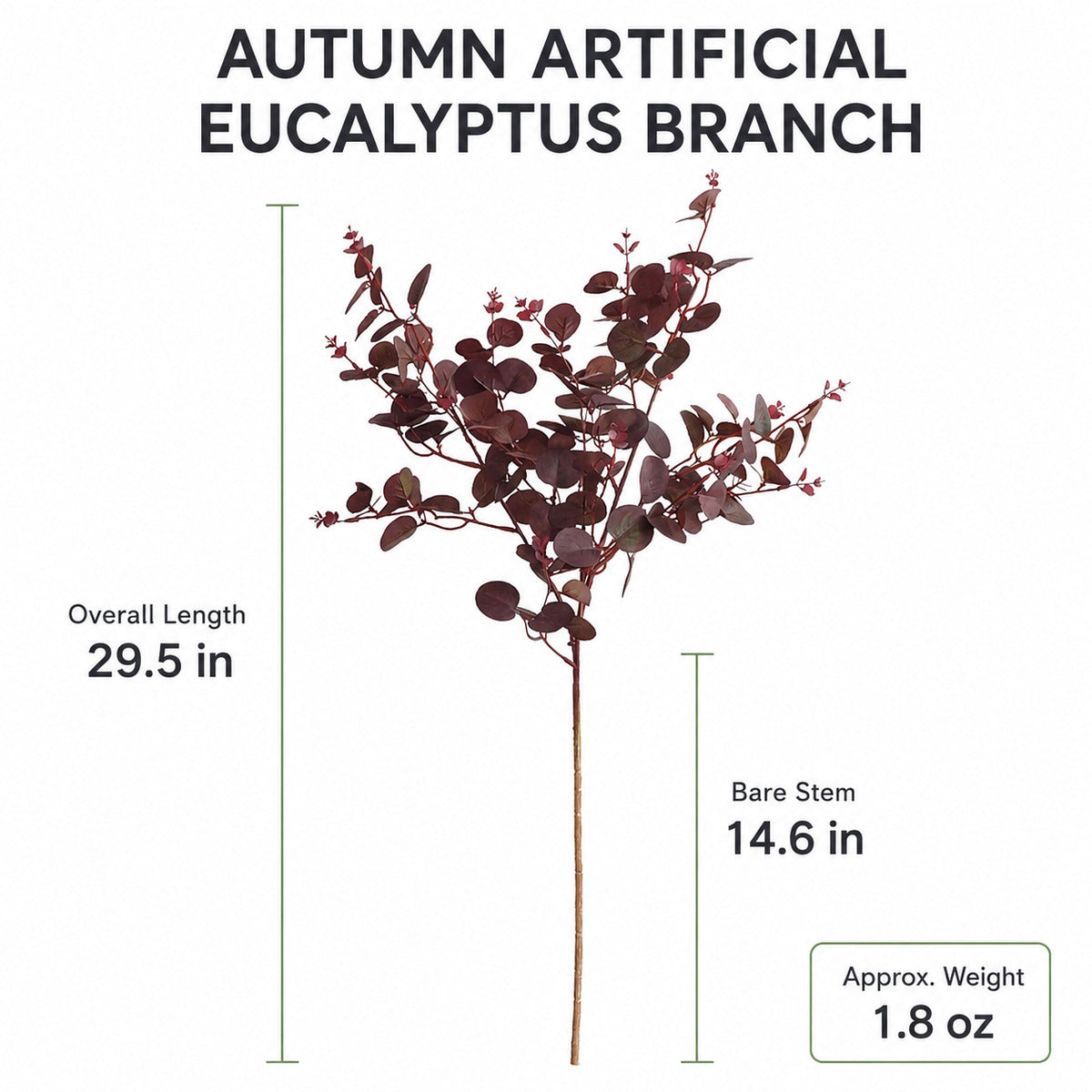 EVERIVELLE 29.5-Inch Autumn Artificial Eucalyptus Branch
