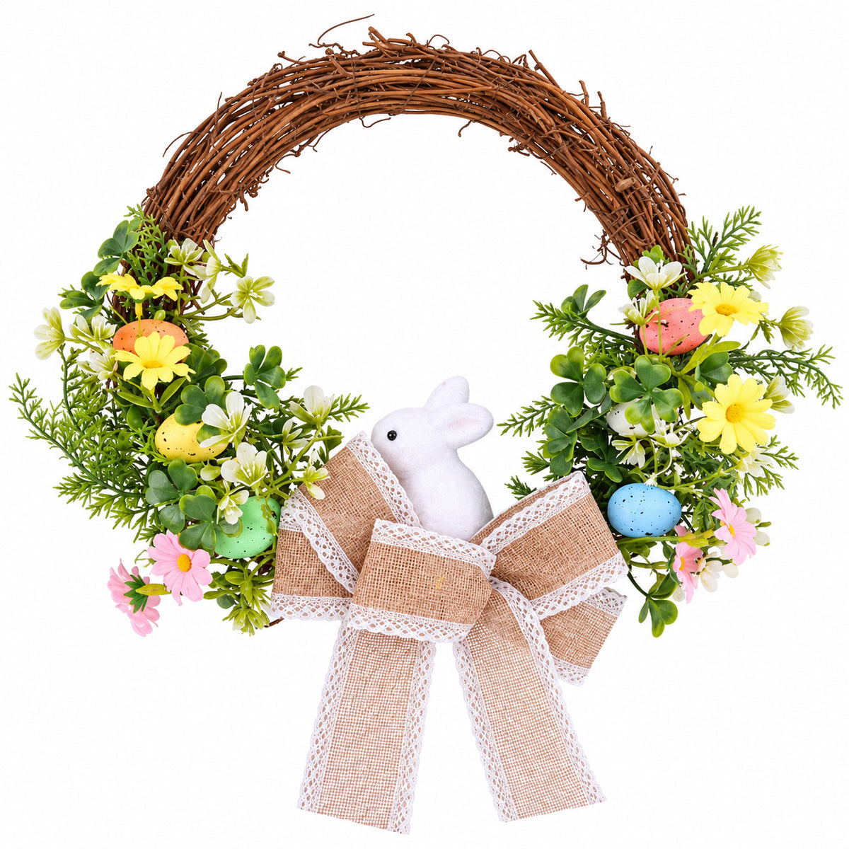 Easter Bunny & Wildflower Grapevine Wreath