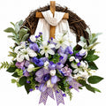 Purple & White Easter Cross Wreath