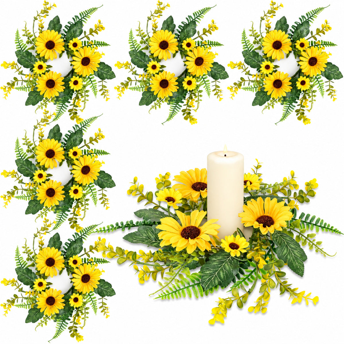 Spring Floral Candle Ring Wreath Collection