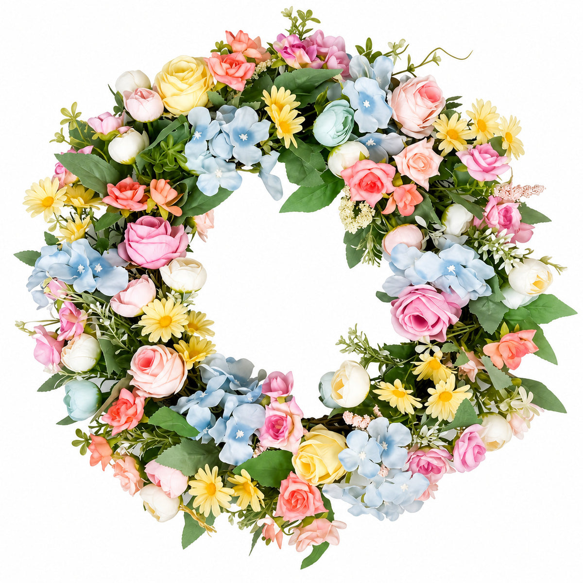 Pastel Rainbow Spring Floral Wreath Collection