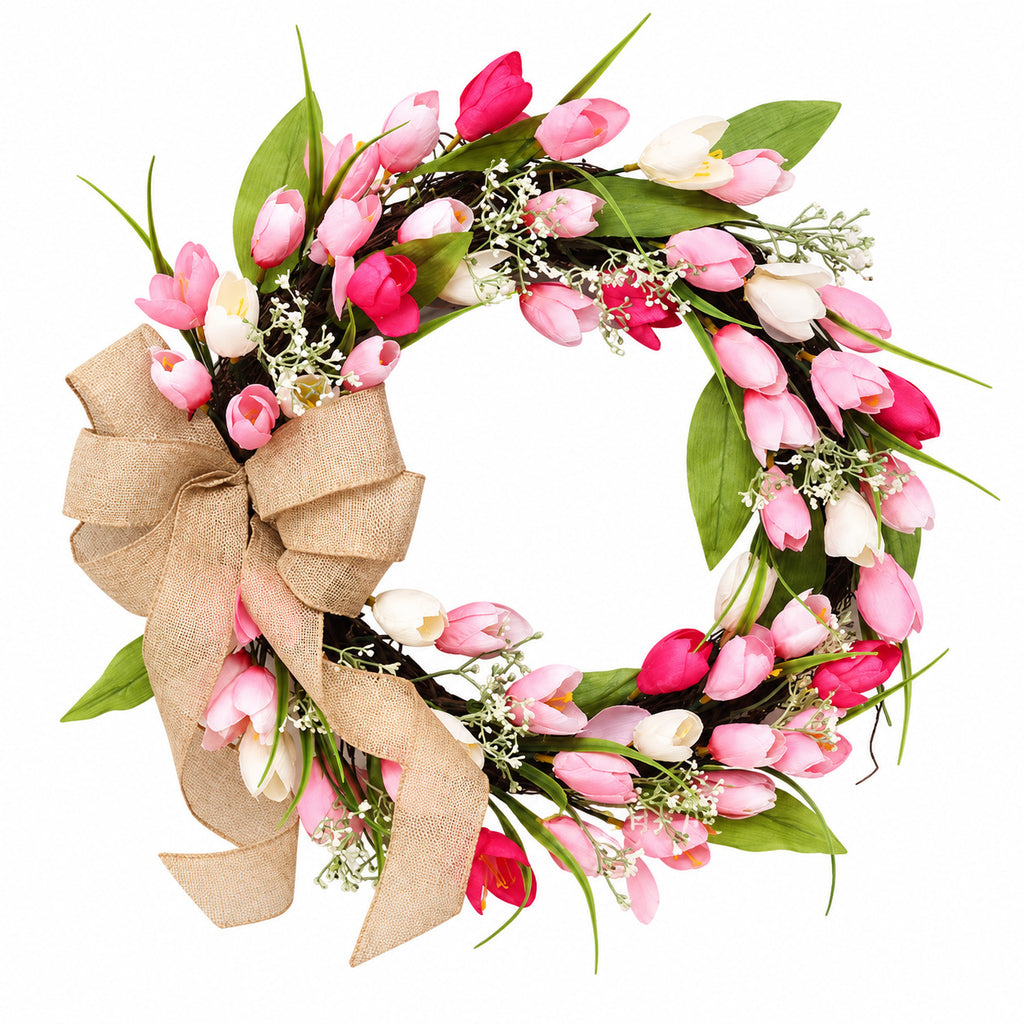 Pink & White Tulip Spring Wreath