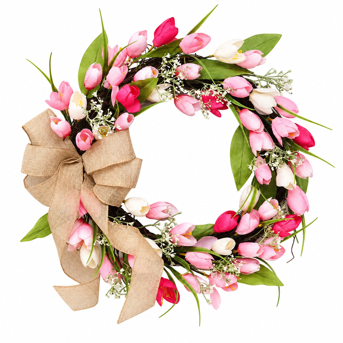 Pink & White Tulip Spring Wreath