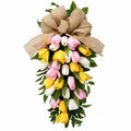 Multicolor Tulip & Burlap Easter Door Swag