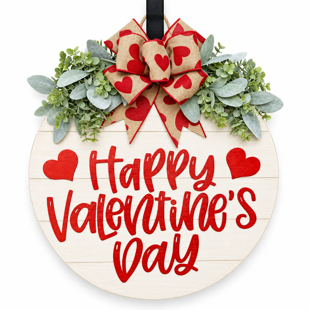 Happy Valentine's Day Heart Door Sign