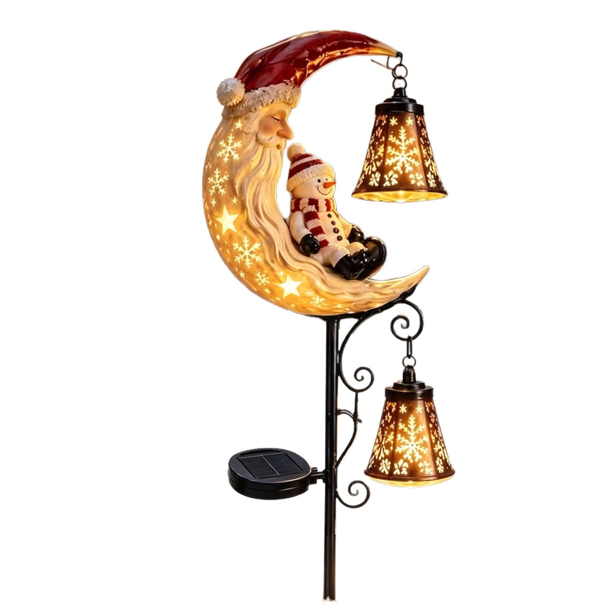 Solar Snowman Moon Christmas Garden Stake Light