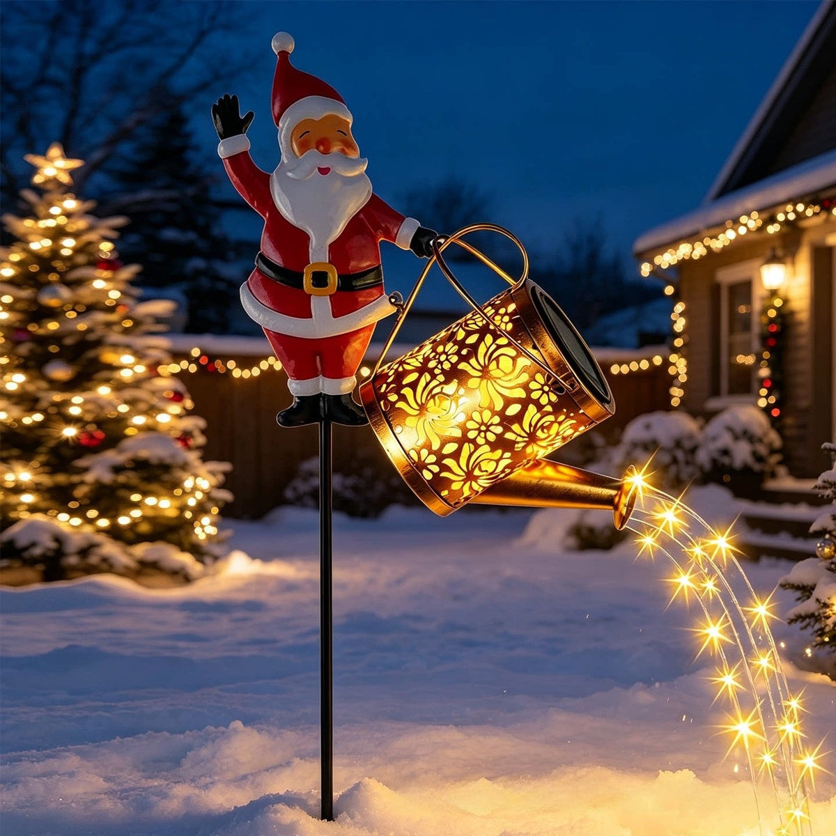 Santa Watering Can Solar Christmas Garden Light Collection