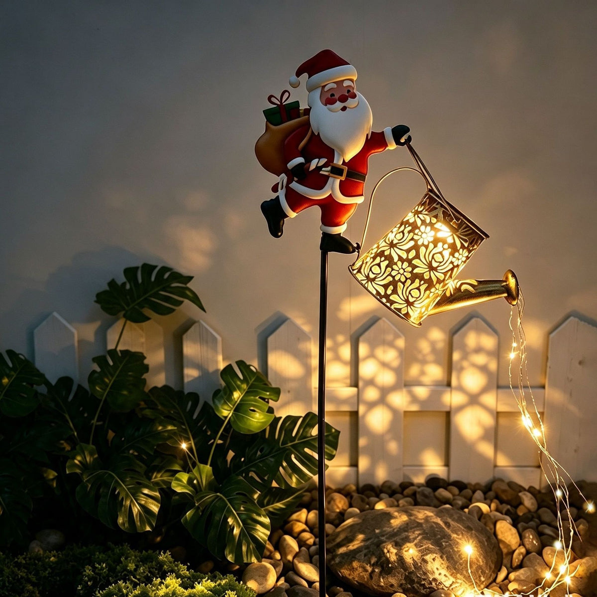 Santa Watering Can Solar Christmas Garden Light Collection
