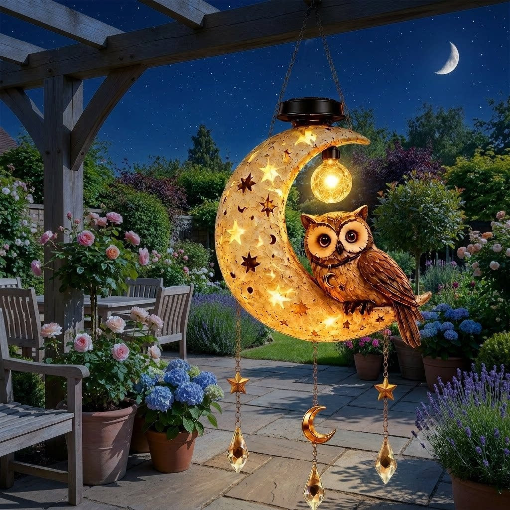 Moon Owl & Black Cat Solar Wind Chime Light Collection