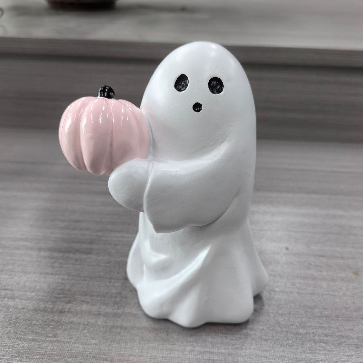 Ghost Pumpkin & Bat Halloween Figurine Collection