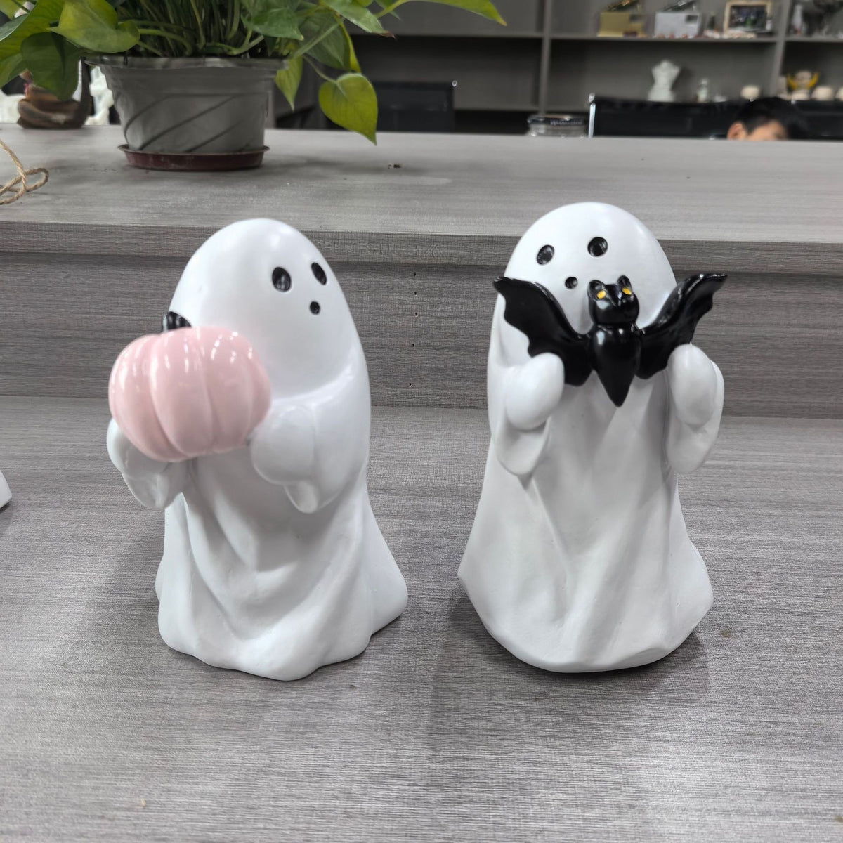 Ghost Pumpkin & Bat Halloween Figurine Collection