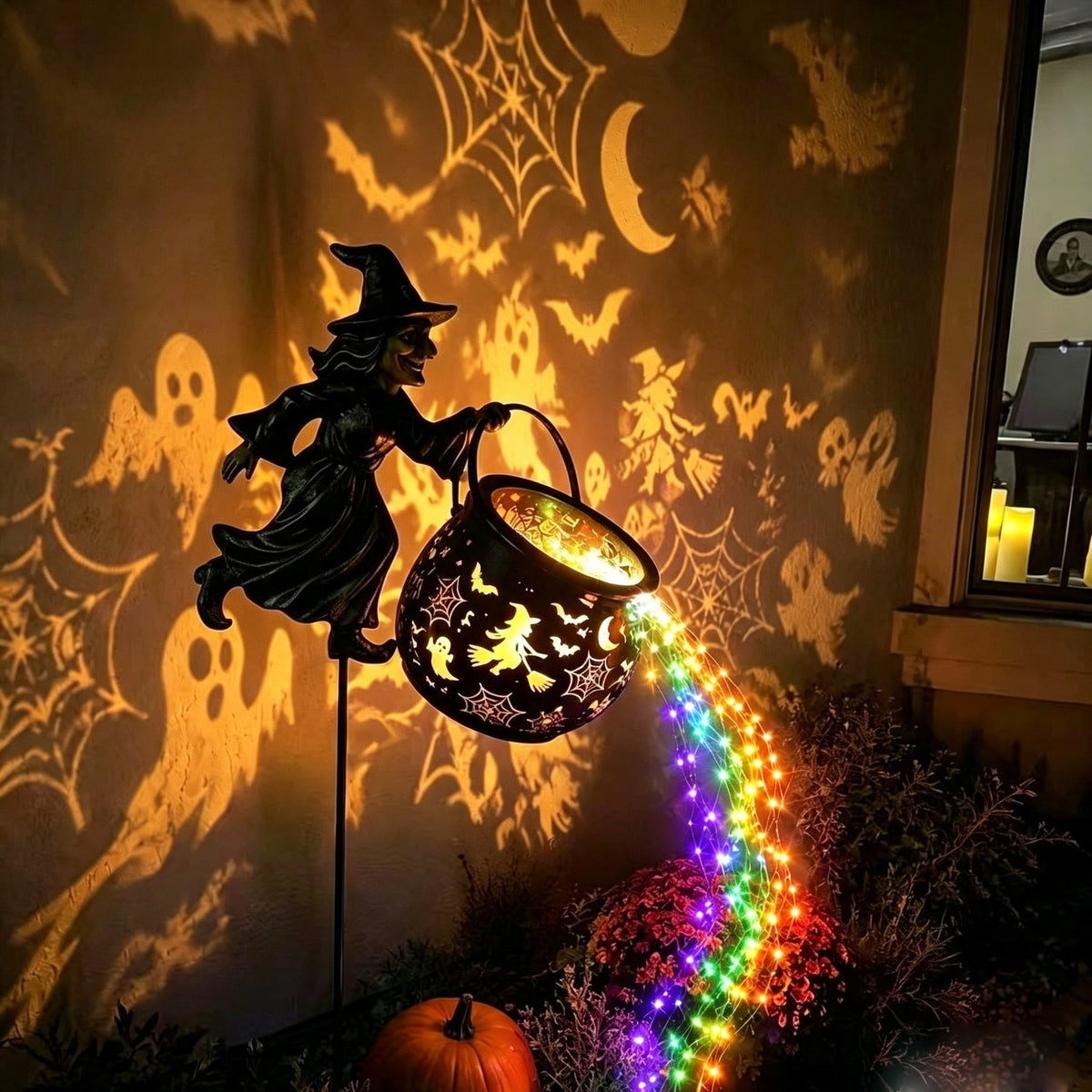 Witch Cauldron Solar Waterfall Garden Light