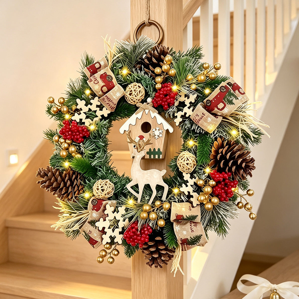 Woodland Reindeer Christmas Wreath